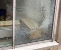 Bild: PI NEW/exb
Die Polizei sucht nach dem, der diese Fensterscheibe am Förderzentrum Neustadt/WN beschädigte.