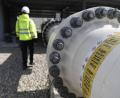 Bild: Harald Schneider/APA/dpa
Ein Mitarbeiter geht an einem Teil einer Erdgasleitung am Gelände der Gas Connect Austria Verdichterstation.
