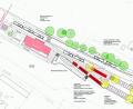 Bild: Stadt Sulzbach-Rosenberg/Ingenieurbüro Dunst
Der Teil-Ausschnitt der neuen Planung zur Park+Ride-Anlage am Sulzbacher Bahnhof zeigt den Baubeginn im Westen des Bahnhofes (rosa) mit zwei neuen Behindertenparkplätzen, die zwei Busbuchten und eine Haltestelle am Straßenrand, den neuen Info-Platz im Osten mit dem Bereich für Krafträder und Fahrräder (rot) sowie im Anschluss 24 neue Pkw-Stellplätze.