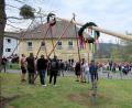 Bild: bsc
Mit Kränzen und bunten Bändern geschmückt ist der 27 Meter lange Maibaum im Friedenfelser Ortsteil Frauenreuth. Hier hat das Maibaumaufstellen durch den Schützenverein schon sehr lange Tradition.