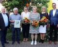 Bild: bk
Die Geehrten Rudolf Grimm, Karin Hoffmann, Regina Dehling, Eva Birkmüller. Ihnen gratulierten Frank-E.Kirchhof und Michael Sommer.
