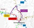 Grafik: Stefan Noll, Staatliches Bauamt Amberg-Sulzbach
Der betroffene Teil des Straßennetzes einschließlich der Umleitungsstrecke.
