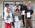 Bild: mfh
V.l.n.r.: Vorne: Rita Götz, Klara Brand, Martin Zimmermann. Hinten: Gisela Promm, Bürgermeister Michael Göth, Karl Hering, Michael Frühling, 1. Vorsitzender Georg Peters.