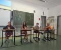 Bild: Jochen Schienle/exb
Bei der Schulmeisterschaft im Kopfrechnen setzte sich (von links) Emma Schwegler vor Pia Wehrl, Tobias Irl und Yannik Schobel durch.
