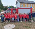 Bild: Feuerwehr Groschlattengrün/exb
Die Kinderfeuerwehr Groschlattengrün absolvierte das Abzeichen „Feuerflamme“. Durchgeführt hatten die Prüfungen Steffi Spörrer und Bastian Petz (von rechts), Bürgermeister Stephan Schübel (links) gratulierte.