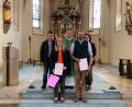 Bild: Thomas Hüttl/exb
Abschiedsgottesdienst für langjährige Pfarrgemeinderäte. Von links: Johannes Rupprecht, Corinna Kellner, Pfarrer Adam Nieciecki, Martin Baier und Maria Bodensteiner.