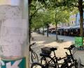 Bild: Gabi Schönberger
Der Untere Markt in Weiden ist Teil der rechtsextremen Aufkleber-Attacke. Mitarbeiter des Bauhofs kratzen die Sticker in den vergangenen Tagen mit dem Spachtel ab.