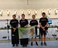 Bild: rwo
Die Oberpfälzer Abordnung beim „RWS Shooty-Cup“: (von links) die Kastler Gewehrschützen Eva Merkl (192, Platz 2) und Theresa Schicker (182, Platz 26) sowie Lena Hofmann (178, Platz 3) aus Michelfeld und Matteo Greger (163, Platz 20) aus Thumsenreuth.