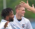 Bild: Büttner
Sopuruchukwu Eleazu (links) war der gefeierte Held des FC Vorbach: Beim Sieg im Spitzenspiel beim SV Kohlberg traf er gleich doppelt.