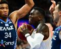 Bild: Soeren Stache
Dennis Schroeder im Duell mit dem griechischen Superstart Giannis Antetokounmpo. Doch auch der ehemalige MVP (Most valuable player) der NBA konnte die Deutschen nicht stoppen.