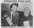 Bild: gis
Über die Ehrung Michael Schinners 1977 wurde damals berichtet. Er gehörte der CSU damals bereits 30 Jahre an. Die Mehlmeiseler Christsozialen feiern am Samstag 75. Jubiläum – auch wenn vermutet wird, dass der Ortsverband bereits ein Jahr älter ist.