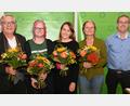 Bild: gf
Sie wollen „grüne“ Wahlerfolge einfahren. Unser Bild zeigt (von links) Christian Feja, Eli Wolf, Anna Weber und Simone Maaß sowie Merten Niebelschütz, den Bezirksvorsitzenden der Grünen.