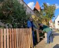 Bild: ass
Vertreter der IG Menschengerechten Stadt bauen derzeit in der Jesuitenfahrt einen neuen Zaun für das sogenannte Zaubergärtlein.