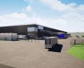 Bild: CK Archipro, Christos Karavouzis
So wird das neue Schott-Gebäude an der A93 einmal aussehen. Ende 2023 soll das Logistikzentrum des Spezialglasherstellers stehen.