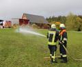 Bild: lei
Die Zeit wird gestoppt, wenn der Wasserstrahl den Eimer trifft und zu Fall bringt.