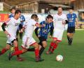 Bild: Dieter Jäschke
Der Pressather Julian Neidl (vorne Dritter von links) enteilt der Defensive des SC Eschenbach um Adem Tokuc (vorne Zweiter von links).