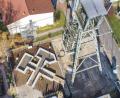 Bild: Thilo Hierstetter
Aus der Vogelperspektive werden die Bergbausymbole Schlägel und Eisen sehr gut sichtbar. Falls künftig auch der Förderturm begehbar wird, bietet sich dem Betrachter diese Perspektive.