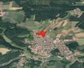 Luftbild: Ingenieurbüro UTA/exb
In Rot ist das geplante Baugebiet „Bei der Ziegelhütte“ in Ammerthal eingezeichnet.