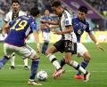 Bild: Christian Charisius/dpa
Jamal Musiala (Mitte) war gegen Japan der auffälligste deutsche Spieler. Doch auch dem Youngster fehlte das nötige Glück im Abschluss.