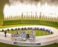Bild: Hassan Ammar/AP/dpa
Lionel Messi hält den Pokal in der Hand, während er mit seiner Mannschaft den WM-Sieg bejubelt.