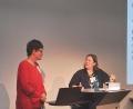 Bild: Friedrich Wölfl / Netzwerk Inklusion/exb
Projektleiterin Christina Ponader (rechts) im Interview mit Selbstvertreterin Alexandra Keller zur Frage, was die Zusammenarbeit für sie bedeutet