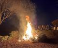 Bild: Thomas Dotzler/exb
Ausgediente Christbäume gehen am Sportgelände auf dem Hellberg in Flammen auf.