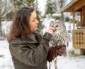 Bild: Marina Gube
Michaela Domeyer mit Habichtskauz-Dame Birke.
