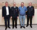 Bild: mfh
Nachwahlen mit (Von links) Bürgermeister Michael Göth, dem neuen Zweite Kommandanten Thomas Wiesent, Kommandant Armin Buchwald sowie Kreisbrandinspektor Christof Strobl.