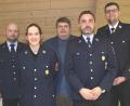 Bei der Feuerwehr Augsberg gab es Neuwahlen (von links): Vorsitzender Michael Riedel, Kassier Romy Dehling, Bürgermeister Dieter Dehling, stellvertretender Kommandant Markus Niebler und Kreisbrandmeister Thorsten Jobst.