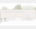 Bild: Architekturbüro Heid + Heid/exb
Die neue Zweifachturnhalle der Mittelschule Tirschenreuth soll in eineinhalb Jahren fertig sein. Im Obergeschoss finden sich die Halle selbst sowie die Funktionsräume. Im Untergeschoss sind Auto- und Fahrradstellplätze vorgesehen.