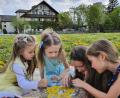 Bild: Khrystyna Arsenova 
Ein Bild, wie gemalt: Tatsächlich haben die ukrainischen Familien mit ihren teils noch kleinen Kindern im Josefhaus in Hirschau (im Hintergrund) neben den Schrecken des Krieges ein Stück Idylle und Geborgenheit gefunden - auch dank der guten Betreuung und Ablenkung vor Ort wie hier beim Basteln mit Blumen auf der Wiese.