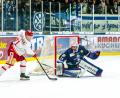 Bild: Elke Englmaier
Matias Varttinen (links) stellt die Blue Devils um Goalie Jaroslav Hübl im Play-off-Halbfinale bislang vor große Probleme. Sechs von zehn Treffern der Saale Bulls Halle in drei Partien gegen Weiden gehen auf das Konto des Finnen.