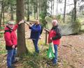 Bild: Portner
Die Stadt Oberviechtach und der Wanderverein mit Vorsitzenden Alois Früchtl (von rechts), Streckenwart Bernhard Gäbl und Wanderwart Toni Zimmet markieren den „Kapellen- und Goldsteig-Naturwanderweg“ mit dem Schild „DVV“ neu. Im Hintergrund das steinerne Naturdenkmal „Sattelroß“.