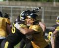 Bild: Michael Sandner (Amberg Mad Bulldogs)/exb
Zur Sache ging's am Sonntag im Stadion am Schanzl, als die Amberg Mad Bulldogs die Munich Cowboys II im Griff hatten.