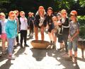 Bild: Hirsch
Auch Lehrerin Josefa Ruhland (Mitte) musste beim Zapfen-Zielwerfen ran. Die Kinder der Stullner Grundschule beobachten gespannt ihre Treffsicherheit. Forstpatin Regina Härtl (rechts) begleitete die Schüler durch den Spiele-Parcours im Einsiedler Forst.