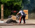 Archivbild: STIHL TIMBERSPORTS®/exb
Peter Bauer an der Hot Saw beim Stihl TIMBERSPORTS® German Ford Transit Cup 2022 in Mellrichstadt am 30. Juli.