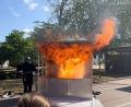 Bild: khg
Am Aktionsstand des Landesfeuerwehrverbandes Bayern wurde gezeigt, wie ein Fettbrand entsteht und welche Löschmöglichkeiten bestehen.