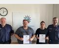 Bild: Polizeiinspektion Waldsassen/exb
Christan Lenz mit den beiden neuen Mitgliedern der Sicherheitswacht, Marcus Spitznagel und Melanie Diesenbacher sowie stellvertretendem Inspektionsleiter Wolfgang Achtert (von links) nach der Verleihung der Bestellungsurkunden in der Inspektion Waldsassen.