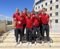 Bild: Achhammer/privat/exb
Die Nominierten für die 100-Meter-Staffel mit ihrer Trainerin in Jerusalem beim Gruppenfoto: Torben Finke (hinten von links) , Ivo Ziebold, Maximilian Achhammer, Trainerin Claudia Marx sowie (vorne von links) Milian Zirbus, Vincent Herbst, Heiko Gussmann und Leonart Hostmann.