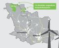 Grafik: Laura Fröhler
Zwei Areale mit einer Gesamtfläche von 198 Hektar sieht der Teilflächennutzungsplan für den Bau von Windrädern vor.