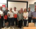 Bild: David Mandrella 
Von links: Gernot Stark, Andreas Cermak, Fraktionsvorsitzende Lisa Hartinger, Klaus Hierold, Freya Zobel, Vorsitzender Hans Hartinger, Direktkandidatin Bezirkstag Simone Böhm-Donhauser, Direktkandidat Landtag Uwe Bergmann und Ismail Ertug.