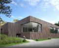 Grafik: studio gollwitzer architekten GmbH München
Die großen Fenster machen eine Welle und schaffen so in der Fassade ein Symbol für Wasser und das, was sich im Inneren des Baus abspielt. Der Entwurf des neue Hallenbades in Neustadt/WN verspricht auf jeden Fall einen Hingucker.