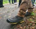 Bild: Christopher Trepesch
Der Feuersalamander am Fuß von Horst Schwemmer (Bund Naturschutz).