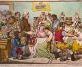 Bild: James Gillray/https://commons.wikimedia.org/w/index.php?curid=2289666
Diese Karikatur aus dem Jahr 1802 zeigt überspitzt Menschen, die Angst vor der Pockenimpfung hatten. Sie befürchteten, dass sie sich in Kühe verwandeln.