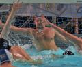 Bild: G. Büttner
Torwart Christopher Klein (Mitte hinten) soll auch gegen den WV Darmstadt der Rückhalt der Weidener Wasserballer sein.
