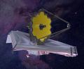 Archivbild: Northrop Grumman/Nasa/dpa
Das James-Webb-Teleskop. Am Beruflichen Schulzentrum in Amberg ist die Wanderausstellung "Unser größtes Auge im All" zu Gast.
