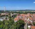 Bild: Doris Burger/dpa
Wer den mittelalterlichen Hochturm besteigt, hat einen tollen Blick auf die Innenstadt und den Testturm.
