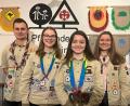 Bild: Pfadfinder Kulmain/exb
Leni Christl und Katharina Kobel (vorne, von links) lösen Felix Linkel und Romy Christl (hinten, von links) als Stammesvorsitzende ab.