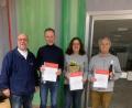 Bild: BRK Wiesau/exb
Blutspenderehrung: Im Bild von links stellvertretender BRK-Bereitschaftsleiter Richard Meierl, Bernhard Zrenner, Sandra Mayerhöfer, Wilfried Arnold.
