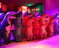 Bild: Katholischer Frauenbund Mähring/exb
Einen Auftritt beim Frauenfasching in Mähring hatte auch eine Gruppe Dinosaurier.